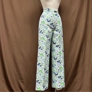 Floral high-waisted wide-leg trousers